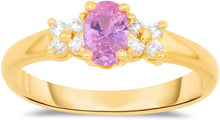 Load image into Gallery viewer, 10k Yellow Gold 6mm Birthstone Mini Oval Gemstone CZ Ring, Size 4-10
