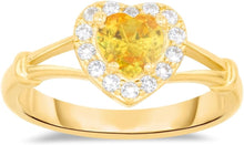Load image into Gallery viewer, 10k Yellow Gold 9mm Birthstone Gemstone Heart CZ Ring, Size 4-10
