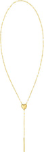 Load image into Gallery viewer, 14k Yellow Gold 10.5mm Heart Lariat Charm Adjustable Draw String Clasp Chain Necklace, 20 Inch
