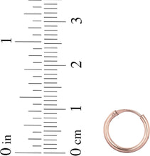 Load image into Gallery viewer, 14k Yellow Gold, White Gold or Rose Gold 1mm x 10mm Endless Huggie Hoop Earrings
