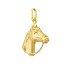 Load image into Gallery viewer, 14k Yellow Gold 18.5mm Polished Horse Head with Optional Chain Pendant Charm
