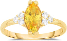Load image into Gallery viewer, 10k Yellow Gold 10.8mm Birthstone Marquise Gemstone CZ Ring, Size 4-10
