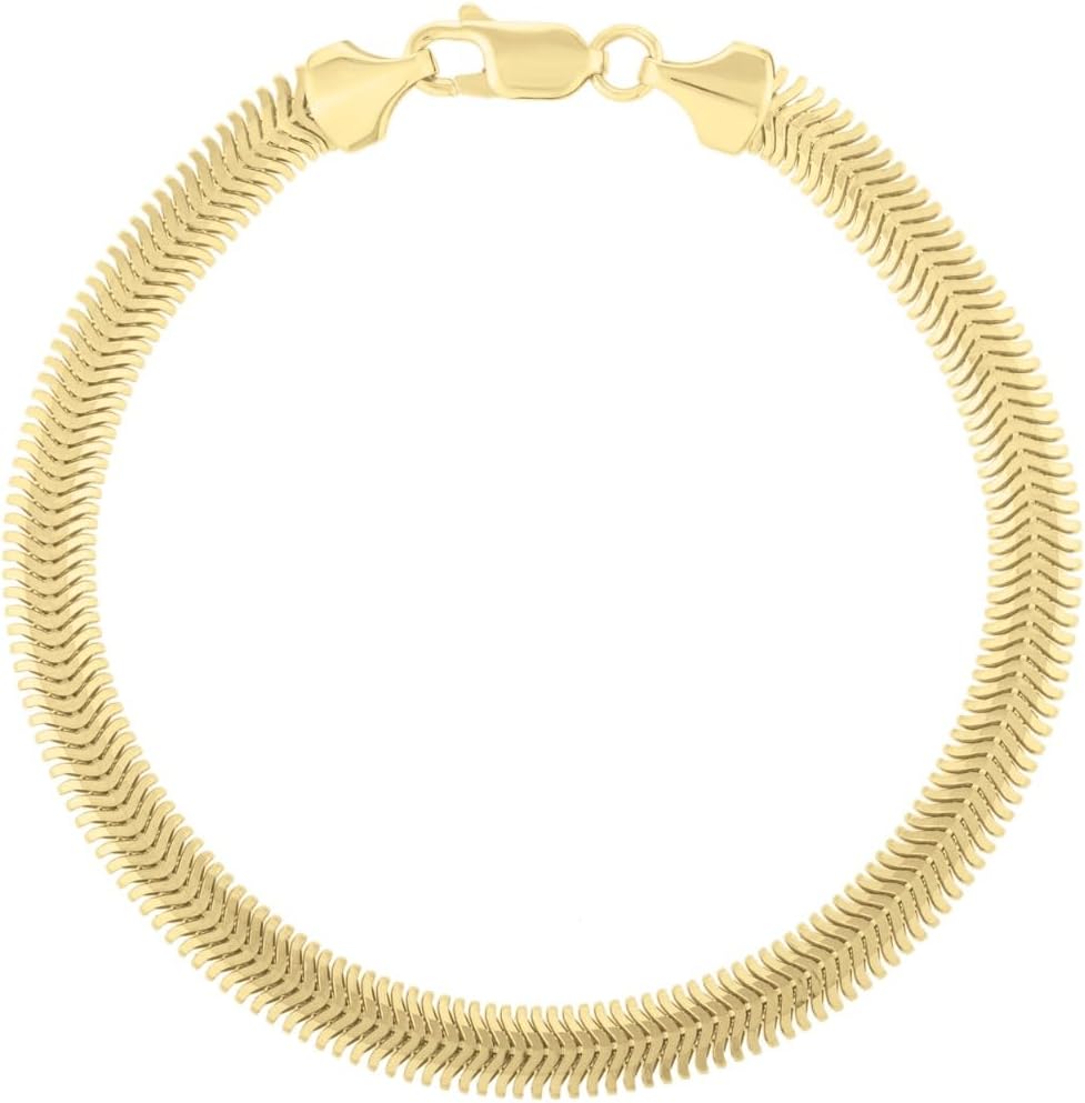 14k Yellow Gold 6.5mm Lite Oval Snake Chain Bracelet, 8.25 Inch