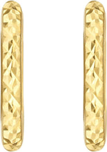 Load image into Gallery viewer, 14k Yellow Gold 14.1mm x 2mm or 20.2mm x 2mm Textured Rounded Rectangular Hoop Earrings

