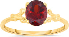 Load image into Gallery viewer, 10k Yellow Gold 8mm Birthstone Oval Gemstone Ring, Size 4-8

