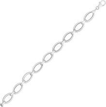 Load image into Gallery viewer, 14k White Gold 8.6mm Textured Oval Link Bracelet, 7.25 Inch
