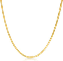 Load image into Gallery viewer, 10k Yellow Gold 2mm Lite Franco Chain Link Necklace, 16", 18", 20", 22", 24" or 26 Inch
