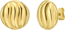 Load image into Gallery viewer, 14k Yellow Gold 12.8mm Swirl Button Earrings
