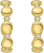 Load image into Gallery viewer, 14k Yellow Gold 18.2mm x 4mm Station CZ  Round Circle Hoops Earrings
