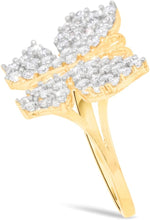 Load image into Gallery viewer, 10k Yellow Gold 15mm Pave CZ Butterfly Ring, Sizes 4 - 10
