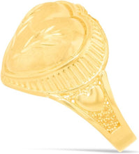 Load image into Gallery viewer, 10k Yellow Gold 16mm Domed Heart with Leaf Design Ring, Sizes 4-12
