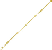 Load image into Gallery viewer, 14k Yellow Gold 4mm Heart Charm Link Bracelet and Anklet, Adjustable 6" - 8.5 Inch
