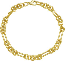Load image into Gallery viewer, 14k Yellow Gold 4mm Paperclip and 5.4mm Round Figaro Link Bracelet, 7.25 Inch
