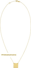 Load image into Gallery viewer, 14k Yellow Gold Mirror Square Bar Custom Engraveable Charm Pendant Adjustable Chain Necklace, 16 Inch-18" (3 characters max)
