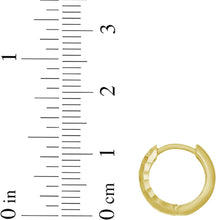 Load image into Gallery viewer, 14k Yellow Gold 11.5mm x 3.3mm Checkerboard Patterned Huggie Hoop Earrings
