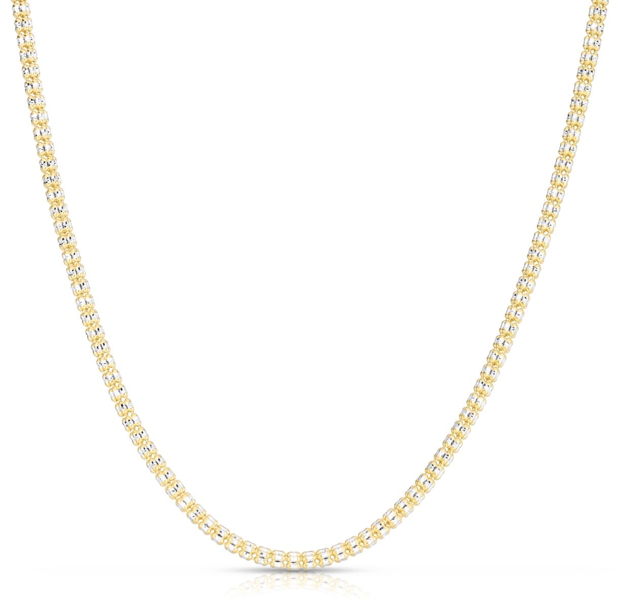 10k Yellow Gold and White Gold 3.3mm Two-Tone Ice Chain Necklace