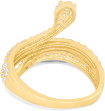 Load image into Gallery viewer, 10k Yellow Gold 19mm Coiled Serpent Snake CZ Ring, Sizes 4-11

