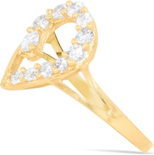 Load image into Gallery viewer, 10k Yellow Gold 13.7mm Curved Heart CZ Ring, Sizes 4-10
