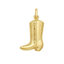 Load image into Gallery viewer, 14k Yellow Gold 18mm Polished Cowboy Boot with Optional Chain Pendant Charm
