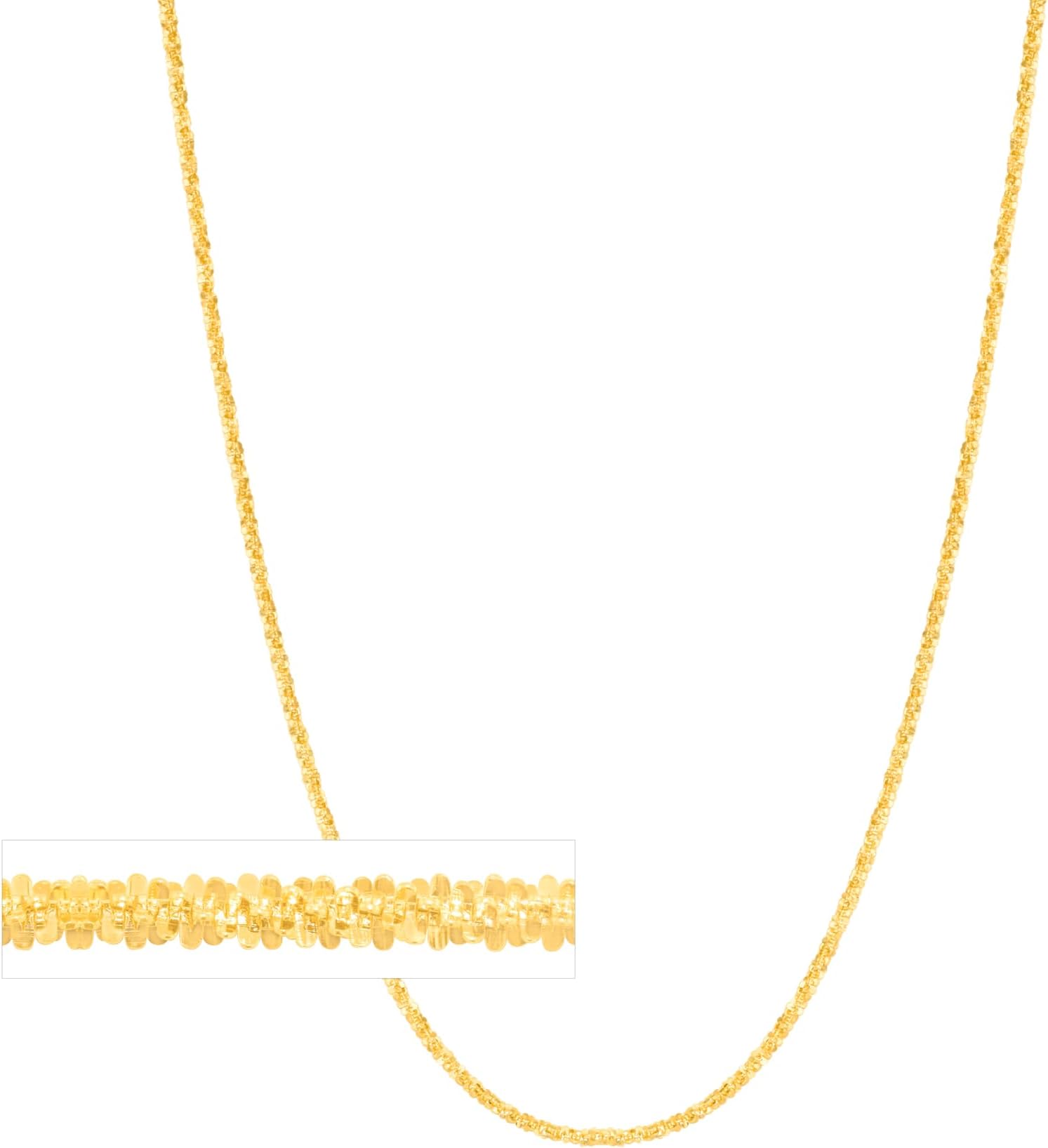 10k Yellow Gold 1.5mm Solid Diamond Cut Sparkle Chain Necklace, 16