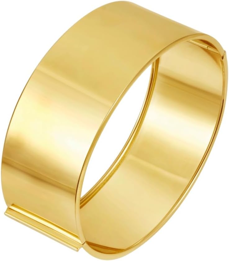 14k Yellow Gold 24.6mm Solid Shiny High Polish Classic Bangle Bracelet 7 Inch