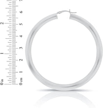 Load image into Gallery viewer, 10k White Gold 25mm x 5mm High Polish Round Tube Hoop Earrings
