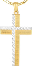 Load image into Gallery viewer, 14k Yellow Gold 1.1&quot; Offset Layer Cross Charm Pendant with optional Adjustable Chain Necklace
