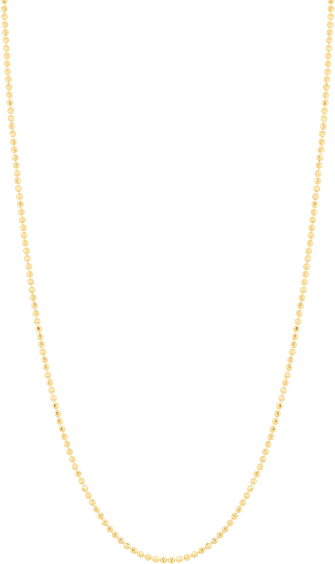 14k Yellow Gold or White Gold 1.1mm Diamond Cut Bead Chain Necklace