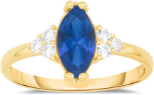 Load image into Gallery viewer, 10k Yellow Gold 10.8mm Birthstone Marquise Gemstone CZ Ring, Size 4-10
