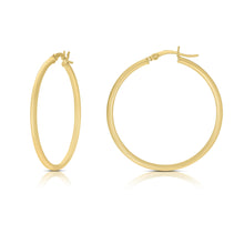 Load image into Gallery viewer, 14k Yellow Gold 1.5mm x 25mm High Polish Round Tube Hoop Earrings
