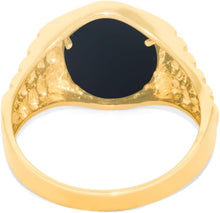 Load image into Gallery viewer, 10k Yellow Gold 14mm Oval Onyx Railroad Ring, Sizes 5 - 13
