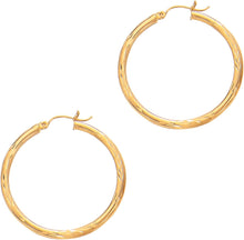 Load image into Gallery viewer, 14k Yellow Gold 2mm x 15mm, 25mm, 30mm or 45mm Diamond Cut &amp; Polished Hoop Earrings
