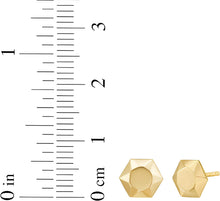 Load image into Gallery viewer, 14k Yellow Gold 6.8mm Flat Back Elevated Hexagon Stud Earrings
