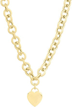 Load image into Gallery viewer, 14k Yellow Gold Rolo with Heart Tag Charm Link Necklace 18 Inch
