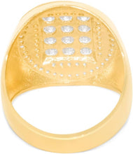 Load image into Gallery viewer, 10k Yellow Gold 21.2mm Pave CZ Oval Striped Frame Signet Ring, Sizes 4-13
