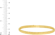 Load image into Gallery viewer, 14k Yellow Gold or White Gold 6mm Diamond Cut Satin Finish Textured Bangle Bracelet 7 Inch
