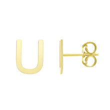 Load image into Gallery viewer, 14k Yellow Gold 6.5mm High Polish Initial-U Stud Earrings
