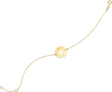 Load image into Gallery viewer, 14k Yellow Gold 13.5mm North Star Disc Charm Link Bracelet, Adjustable 6.25" - 7 Inch
