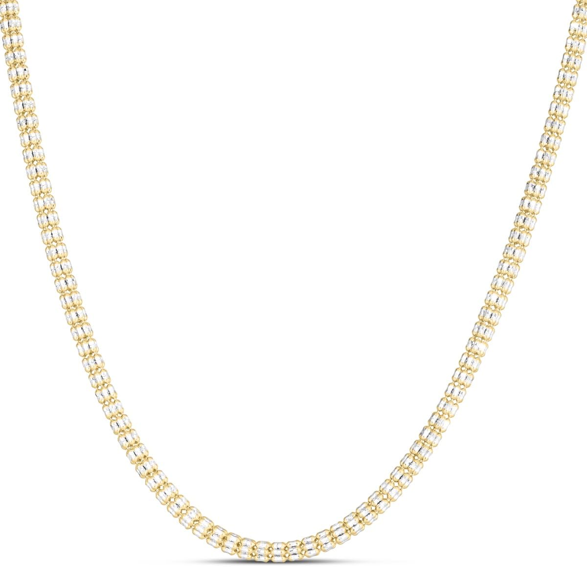 10k Yellow Gold and White Gold 3.8mm Two-Tone Ice Chain Necklace