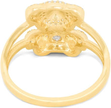 Load image into Gallery viewer, 10k Yellow Gold 15.5mm Teddy Bear CZ Double Shank Ring, Sizes 4-11
