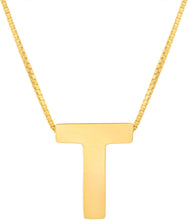 Load image into Gallery viewer, 14k Yellow Gold 0.4&quot; Block Alphabet Letter A - Z Initial Charm Pendant with Extendable Adjustable Chain Necklace
