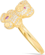 Load image into Gallery viewer, 10k Yellow Gold 13mm Teddy Bear CZ Ring, Sizes 4-11
