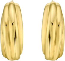 Load image into Gallery viewer, 14k Yellow Gold 22.3mm x 3.8mm-8.2mm Ribbed Hoop Earrings

