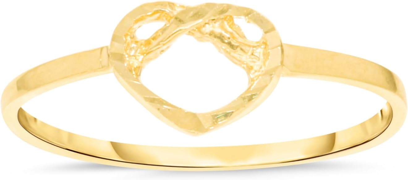 10k Yellow Gold 6.3mm Thin Infinite Heart Filigree Ring