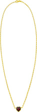 Load image into Gallery viewer, Floreo 14k Yellow Gold Paperclip Chain Heart Gemstone Necklace 18 Inch
