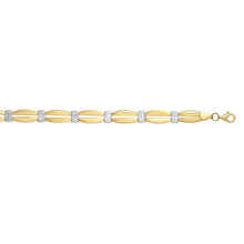 Load image into Gallery viewer, 14k Two-Tone Gold 6.3mm Station Stampato Bracelet, 7.25 Inch
