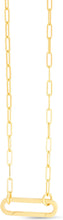Load image into Gallery viewer, 14k Yellow Gold Elongated Push Lock for Charms and Pendants 2mm Paperclip Chain Necklace, 18 Inch

