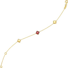 Load image into Gallery viewer, 14k Yellow Gold Natural Amethyst Gemstone Clover Charm Bracelet, Adjustable 6.25 Inch-7.25"
