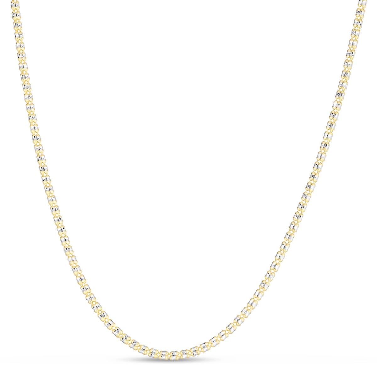 10k Yellow Gold and White Gold 2.7mm Two-Tone Ice Chain Necklace