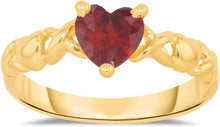 Load image into Gallery viewer, 10k Yellow Gold 6.5mm Birthstone Gemstone Heart XOXO Ring, Size 4-10

